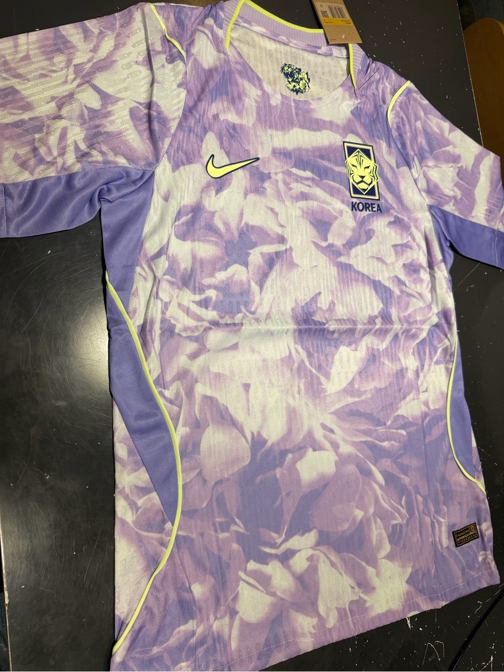 Nike Kids Purple Tie-Dye Korea Soccer Jersey with Neon Accents